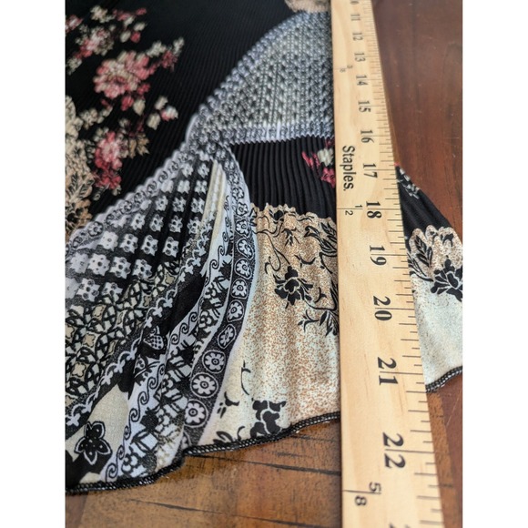 VTG Y2K Boho Patchwork Floral Pleated Short Puff Sleeve Top Fairy Whimsigoth Sm - Picture 7 of 8